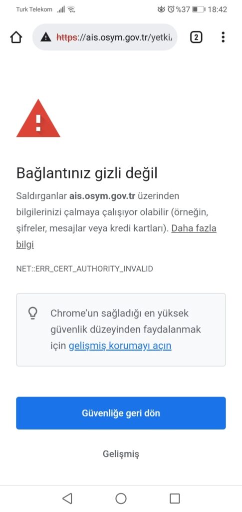 bağlantınız gizli değil ösym